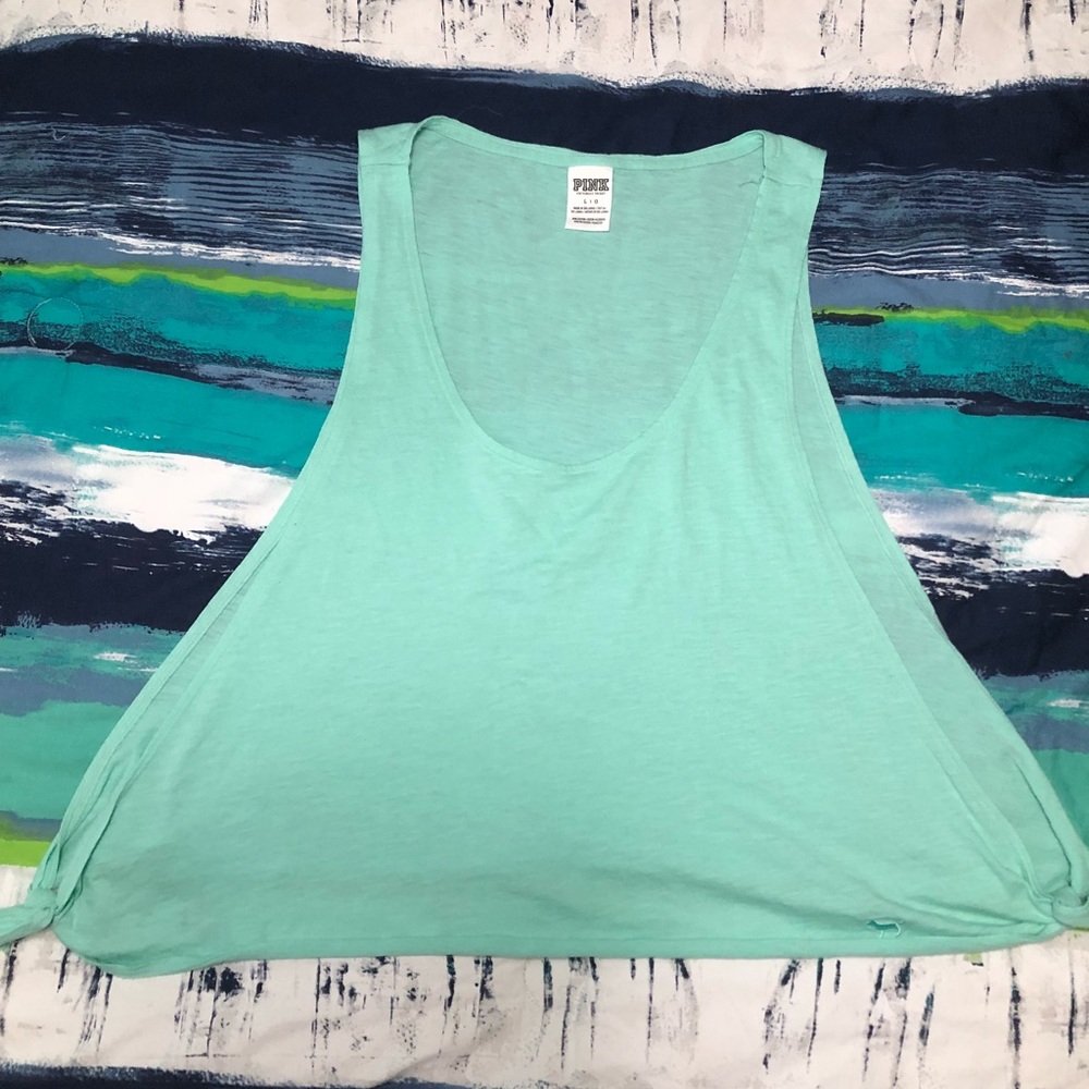VS Pink crop open side tie bottom tank top. Large.
